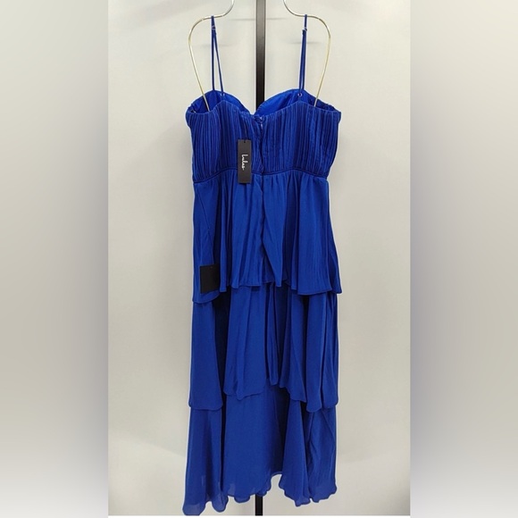Lulu’s Cascading Crush Tiered Bustier Midi Dress Dress Sz Large L NWT - Picture 2 of 9